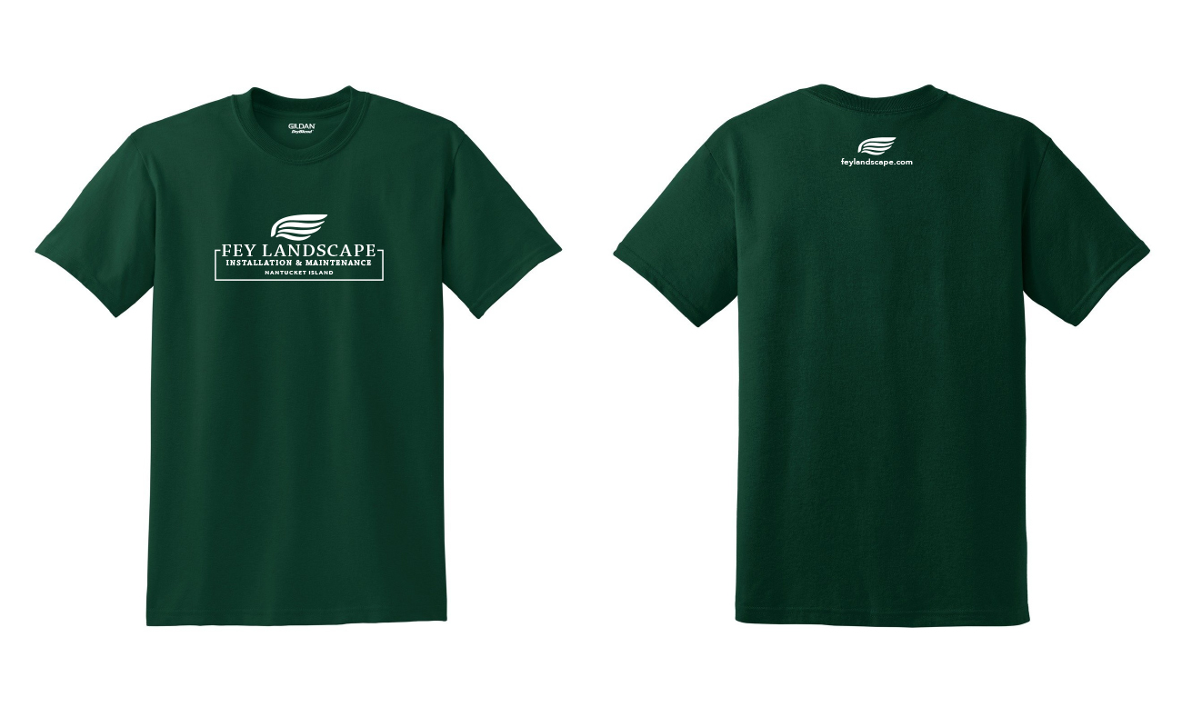 Tshirt Branding for Fey Landscaping on Nantucket Designed by Malcolm Designs on Nantucket