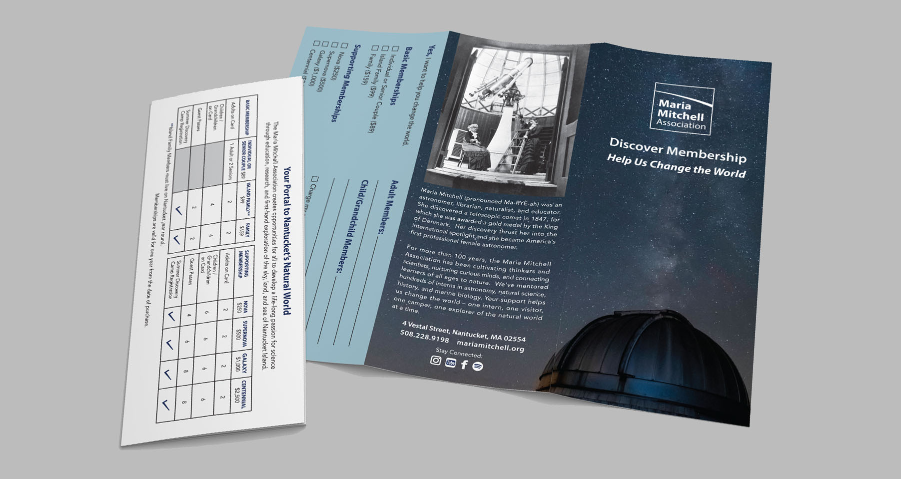 Maria Mitchell Association on Nantucket - Membership Brochure Designed by Malcolm Designs