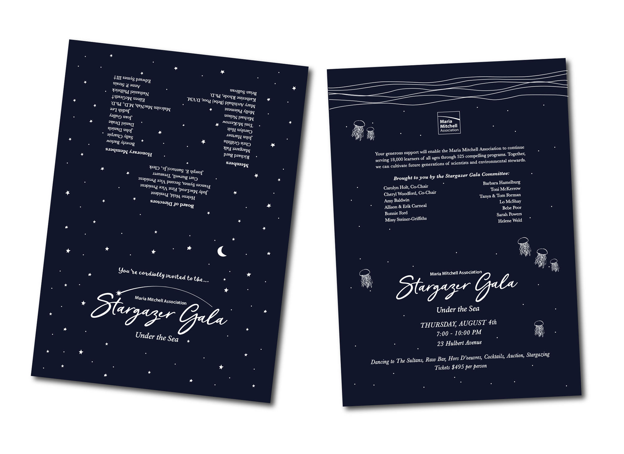 Maria Mitchell Association on Nantucket - Stargazer Gala Invite Designed by Malcolm Designs