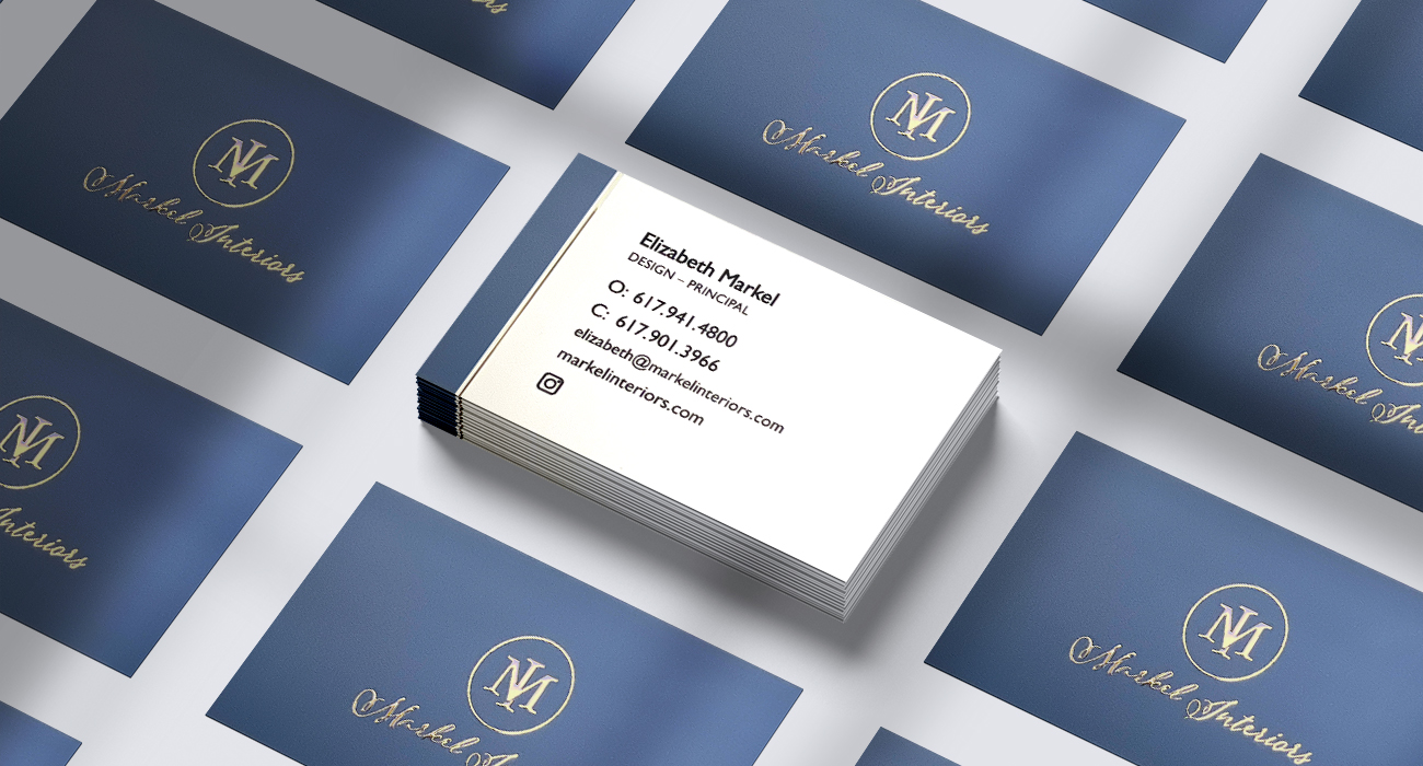 Business Cards Designed for Markel Interiors in Boston Designed by Malcolm Designs on Nantucket
