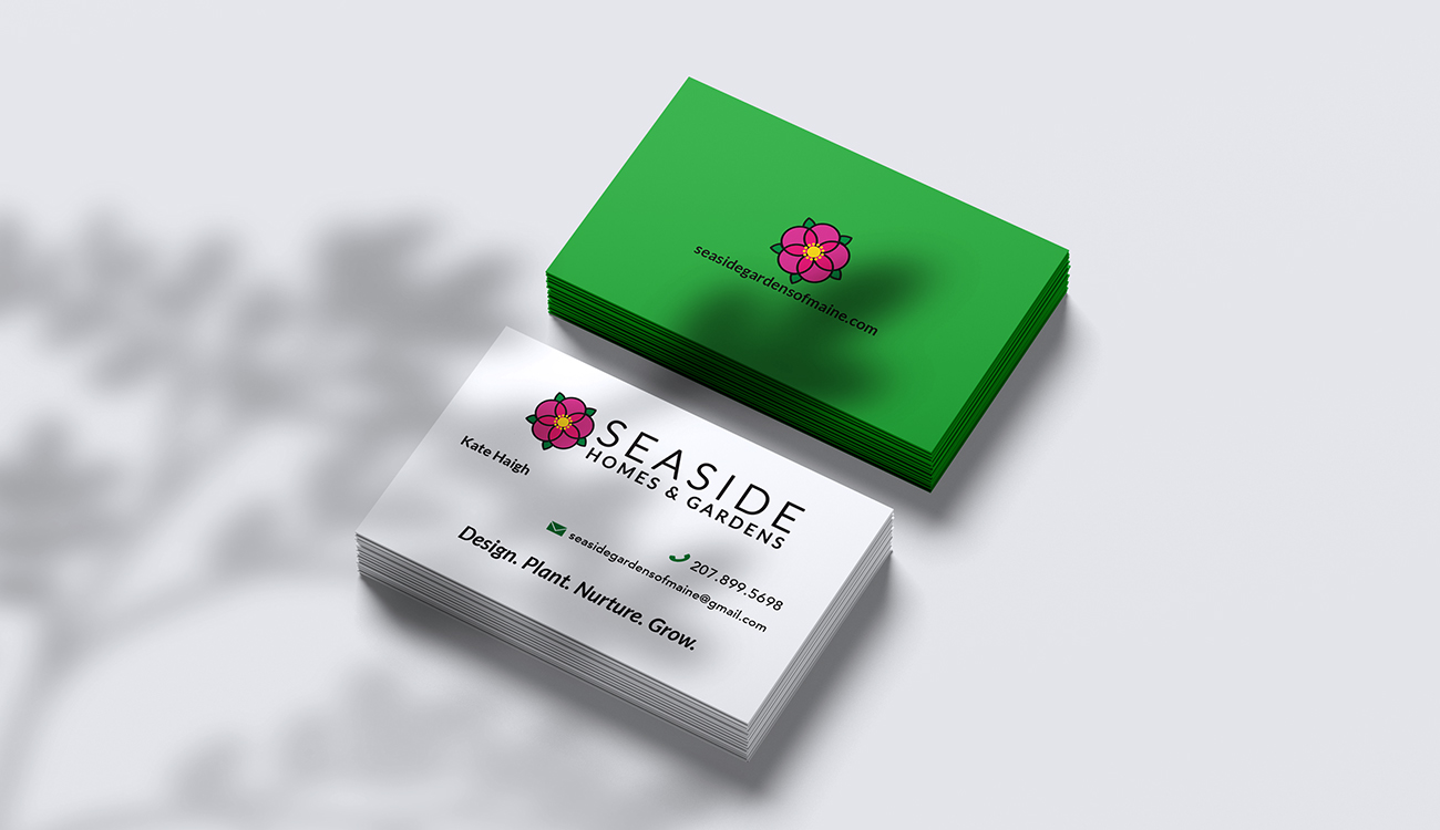 Business Card Designed for Seaside Homes and Gardens in Windham, Maine by Malcolm Designs