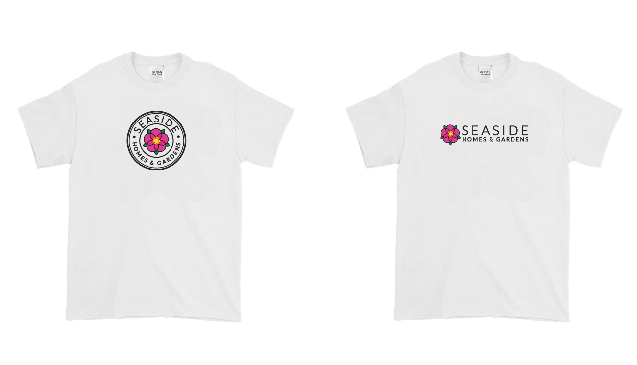 Seaside Homes and Gardens in Windham, Maine Tshirt by Malcolm Designs on Nantucket