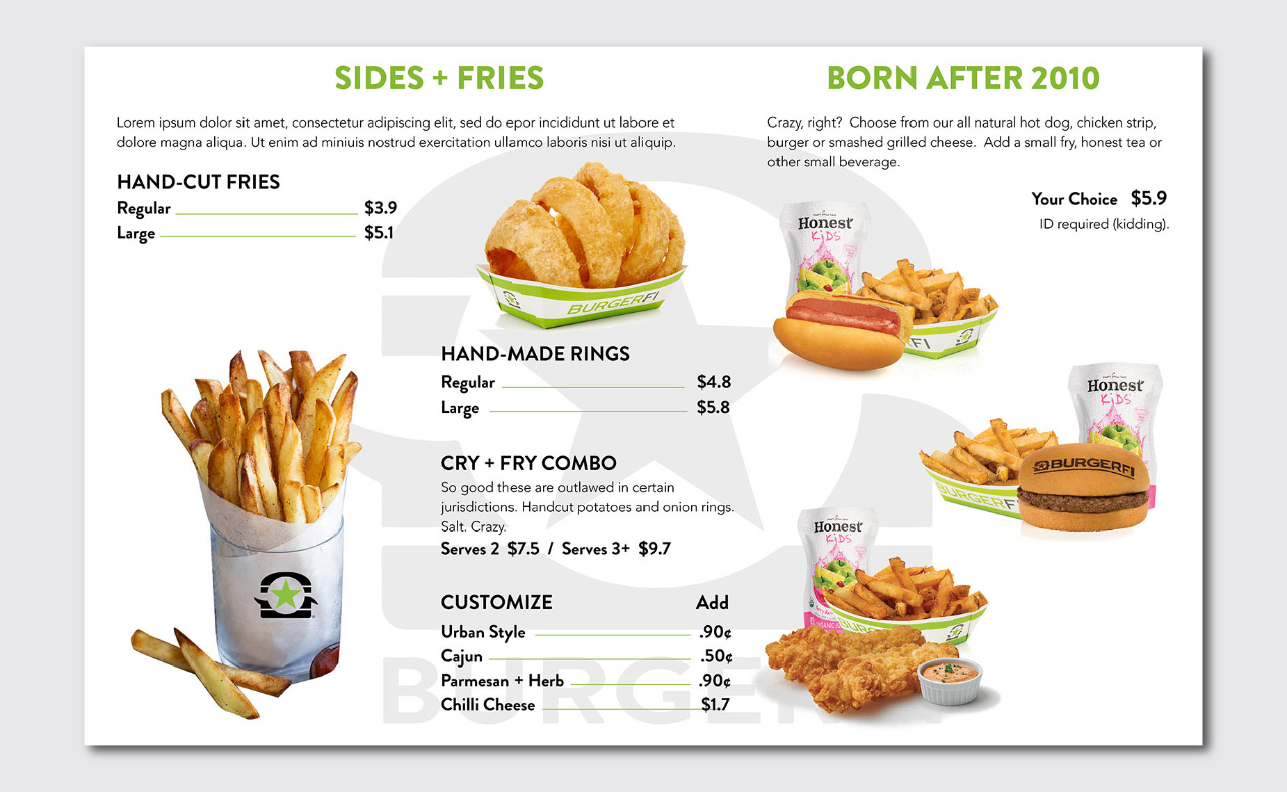 BurgerFi Menu Board Design by Malcolm Designs