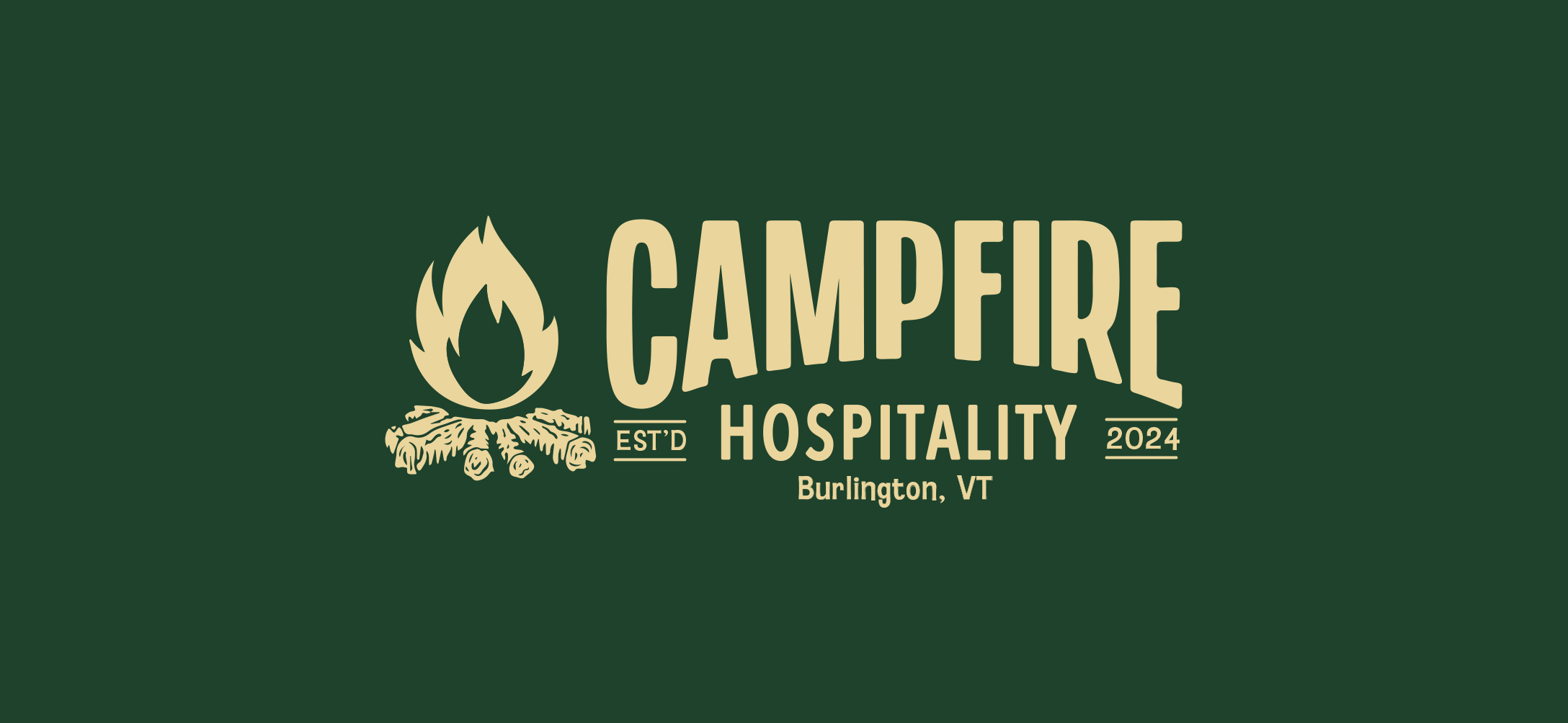 Campfire Hospitality in Burlington, Vermont logo and branding of a restaurant group by Malcolm Designs