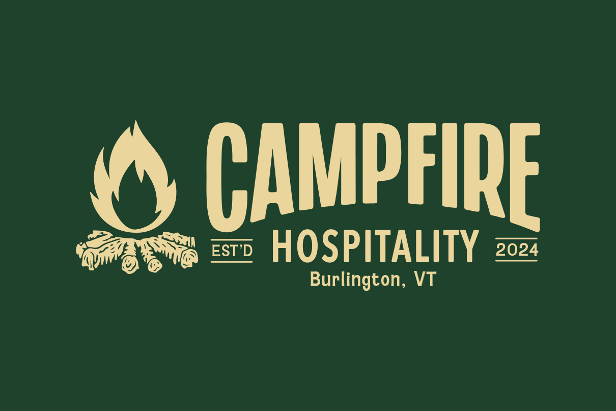 Campfire Hospitality in Burlington, VT logo design by Malcolm Designs