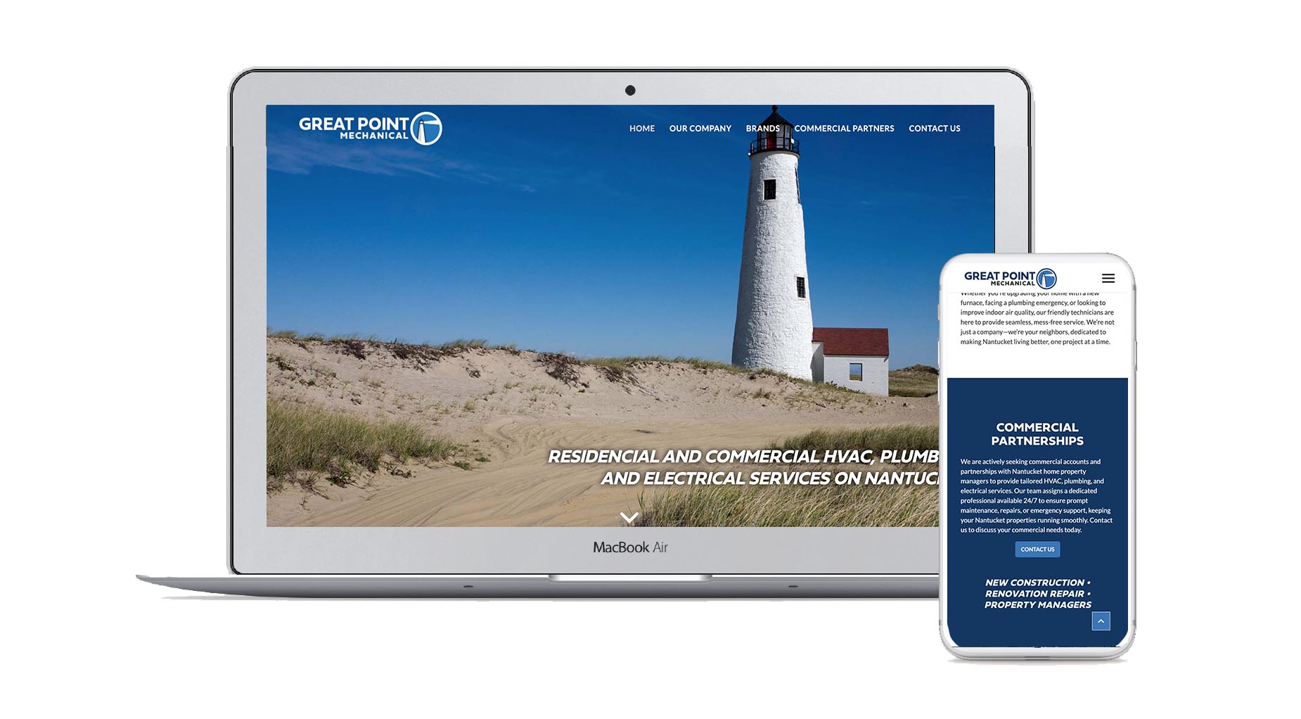 Great Point Mechanical Nantucket website design by Malcolm Designs