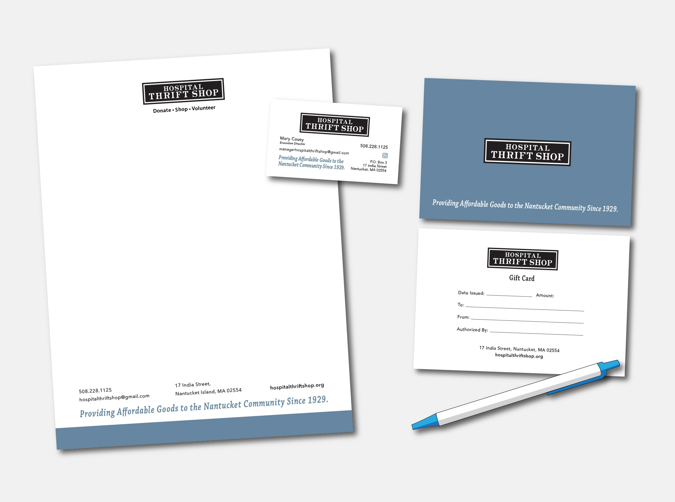Nantucket Business Card and Letterhead Design - Hospital Thrift Shop