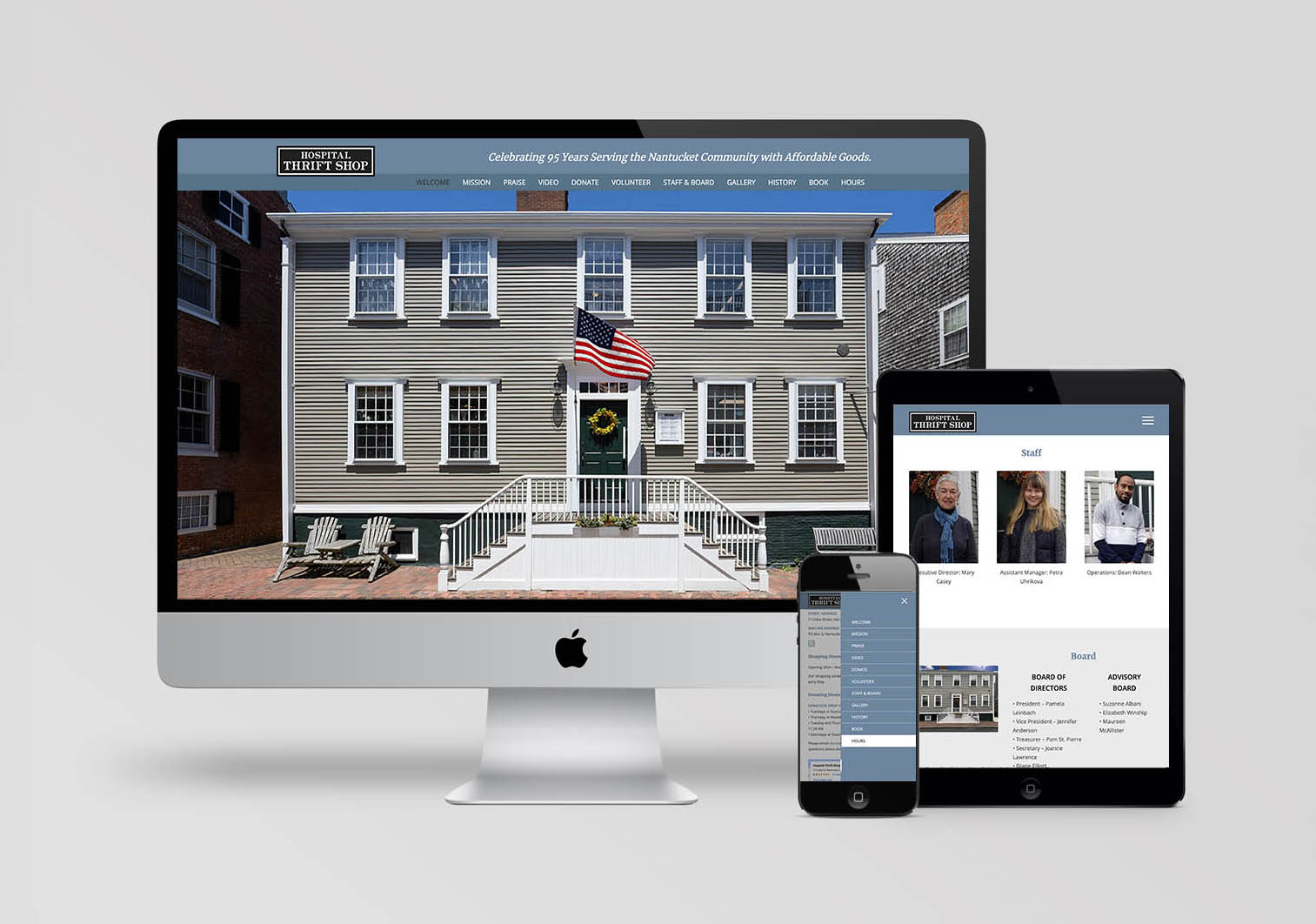 Nantucket website design for the Hospital Thrift Shop on Nantucket by Malcolm Designs