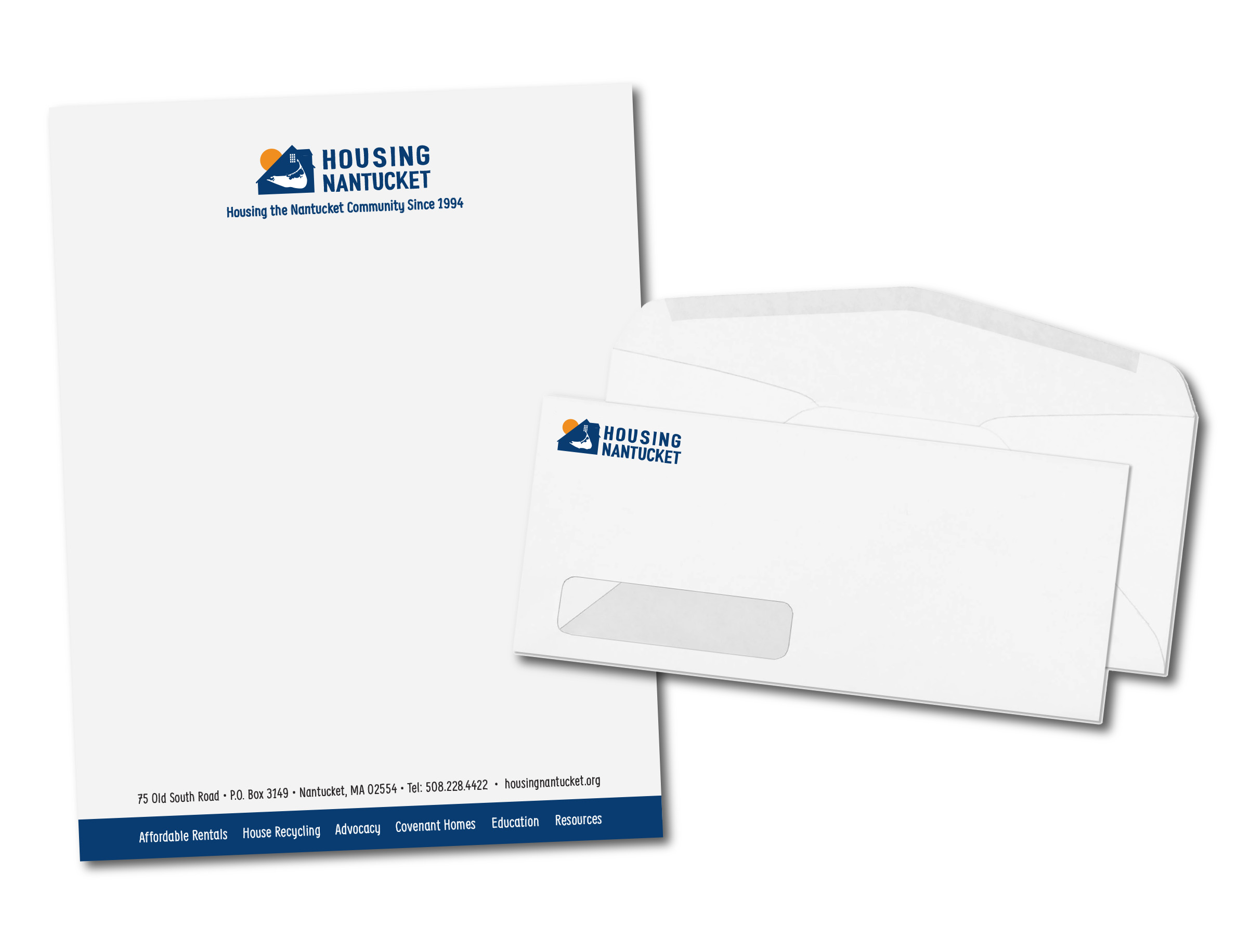 Letterhead and envelope design for Housing Nantucket by Malcolm Designs