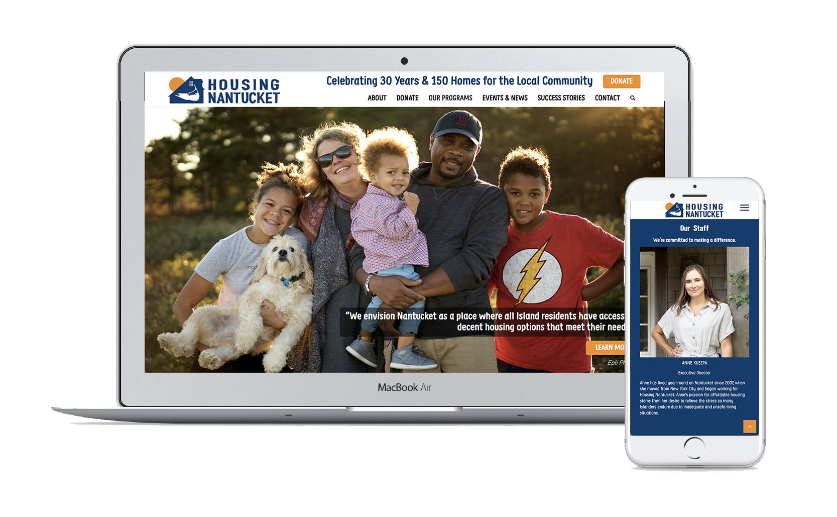 Nantucket Website Design for Housing Nantucket a nonprofit for affordable housing on the island. - Malcolm Designs