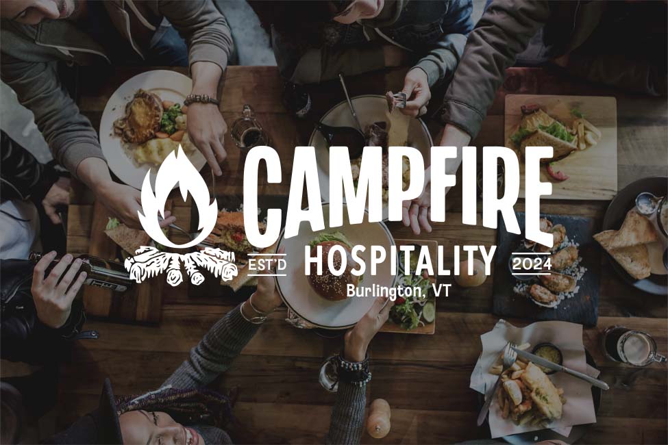 CampFire Hospitality / Burlington, VT - Branding, Logo Design, Business Card. Design and Branded Merch