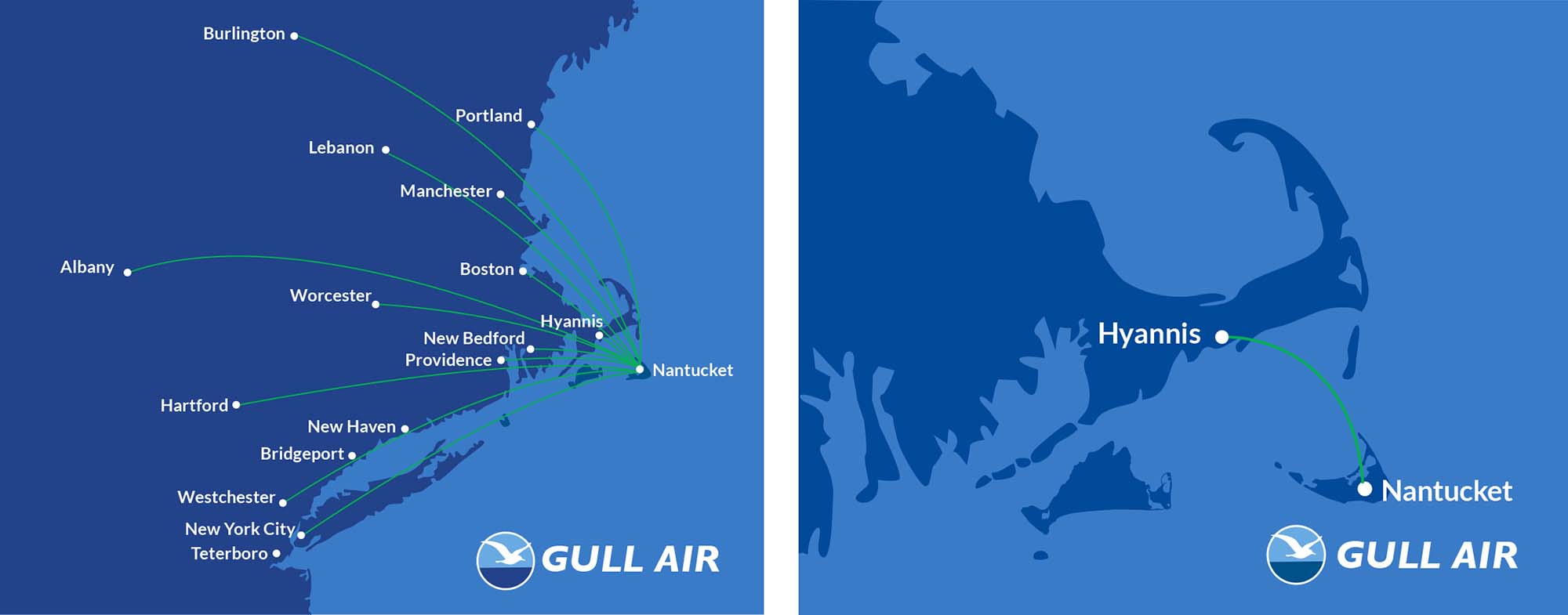 Gull_Air_Flight_Routes_by_Malcolm_Designs Gull Air Flight Route Maps Designed by Malcolm Designs on Nantucket, MA