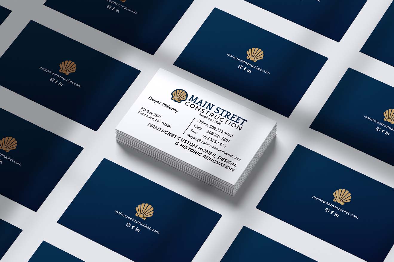 Nantucket business card design and Branding for Nantucket builders Main Street Construction